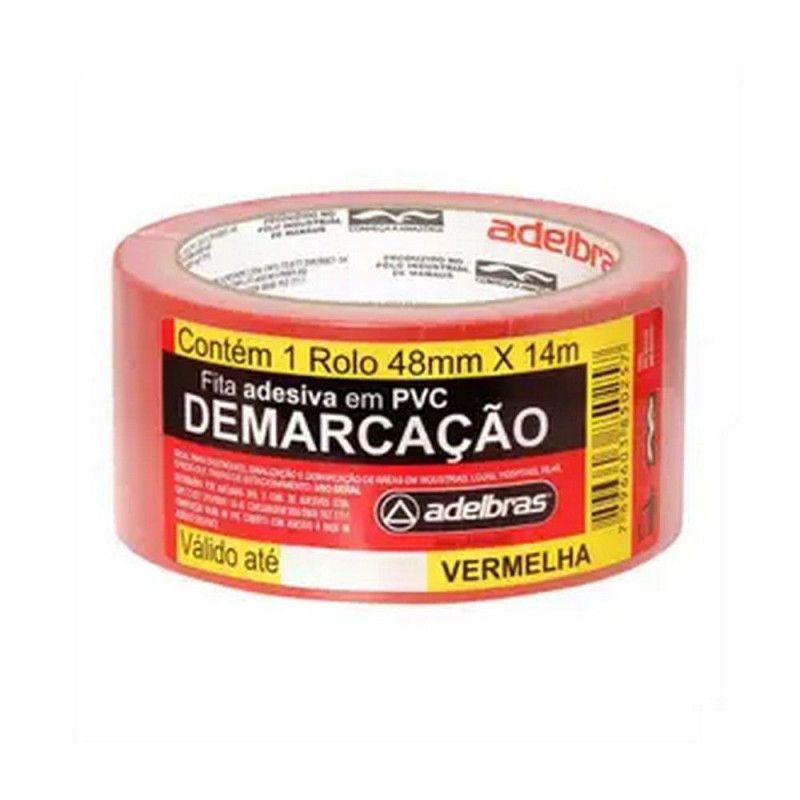 FITA ADESIVA 48MMX14M DEMARCACAO SOLO VERMELHO ADELBRAS - 1 UNIDADE