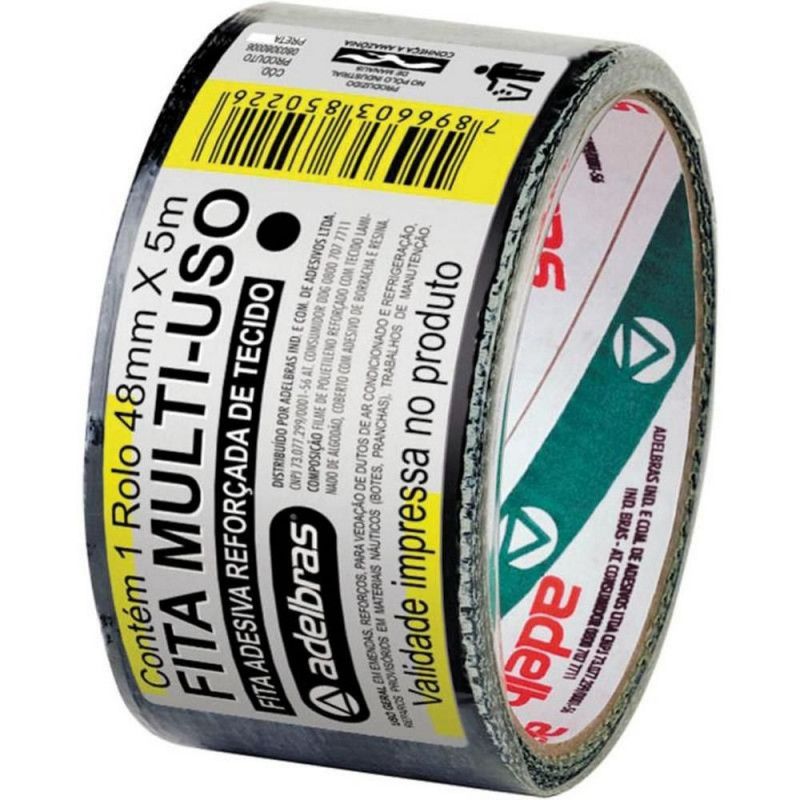 FITA SILVER TAPE 48MMX5M PRETO ADELBRAS - 1 UNIDADE