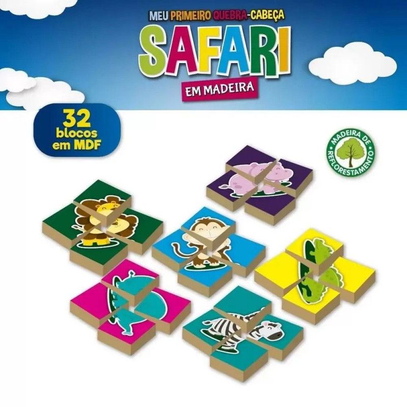 QUEBRA CABECA SAFARI MADEIRA 32 PECAS PAIS E FILHOS - REF. 2918 - 1 UNIDADE