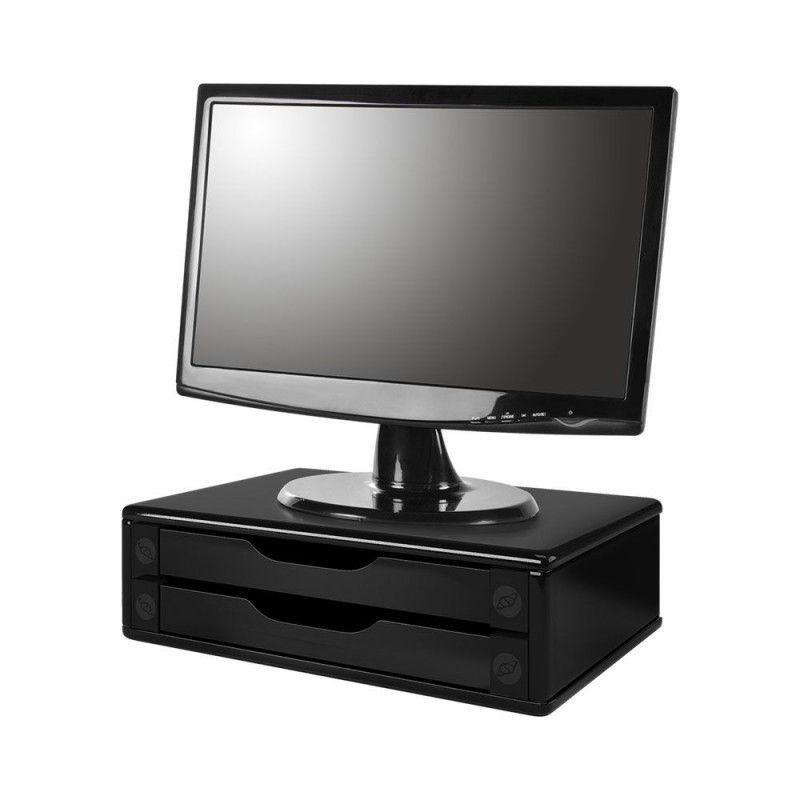 SUPORTE MONITOR BLACK PIANO 2 GAVETAS BLACK - REF. 3346 - 1 UNIDADE