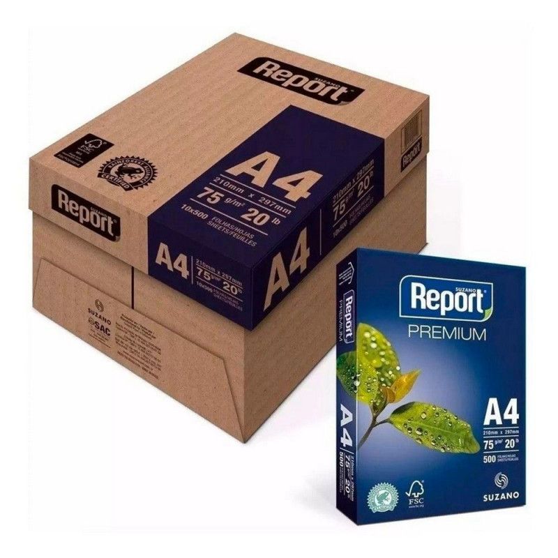 PAPEL SULFITE A4 75G COM 500 FOLHAS REPORT - CAIXA MASTER COM 10 PACOTES