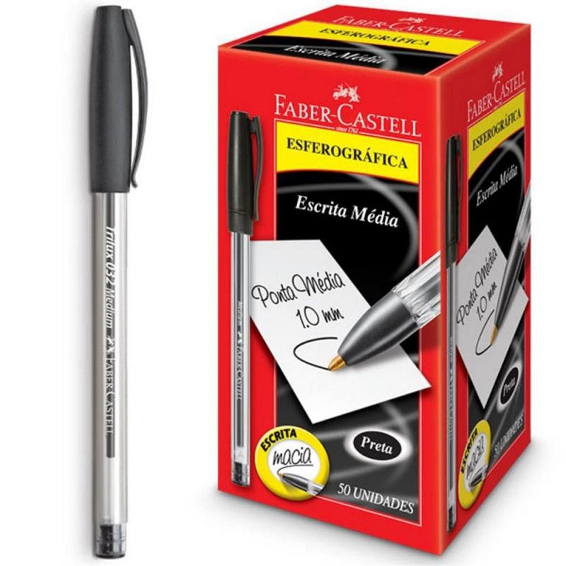 CANETA ESFEROGRAFICA 1.0 TRILUX MEDIO 032 PRETO - REF. 032 - CAIXA COM 50 UNIDADES