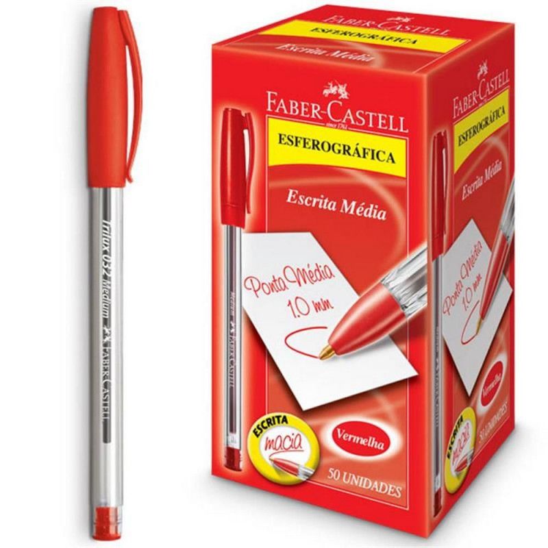 CANETA ESFEROGRAFICA 1.0 TRILUX MEDIO 032 VERMELHO - REF. 032 - CAIXA COM 50 UNIDADES