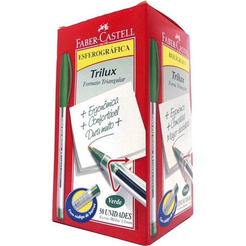 CANETA ESFEROGRAFICA 1.0 TRILUX MEDIO 032 VERDE - REF. 032 - CAIXA COM 50 UNIDADES