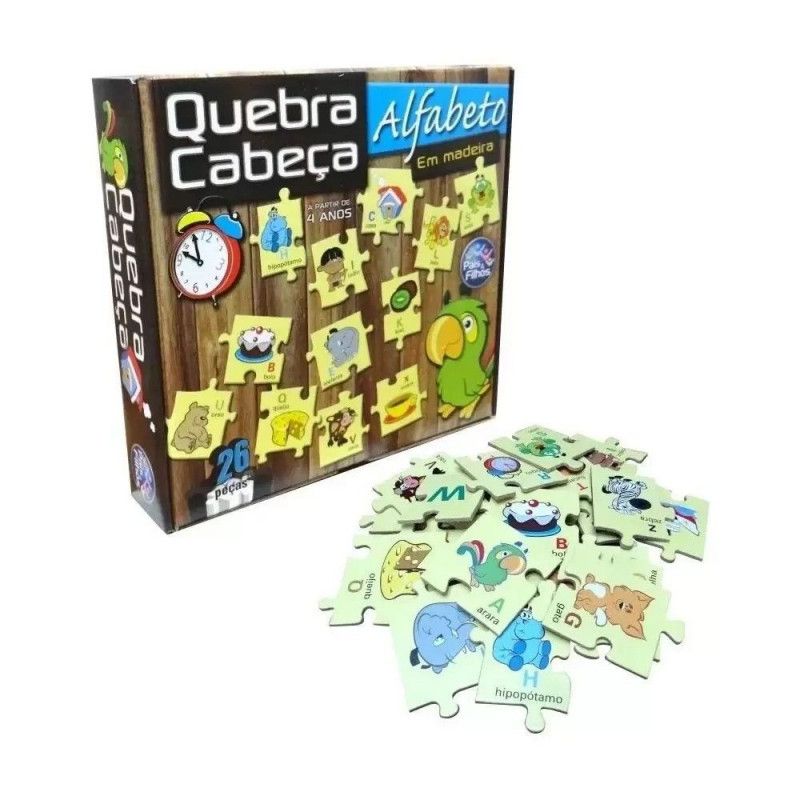 QUEBRA CABECA ALFABETO MADEIRA 26 PECAS - REF. 7322 - 1 UNIDADE
