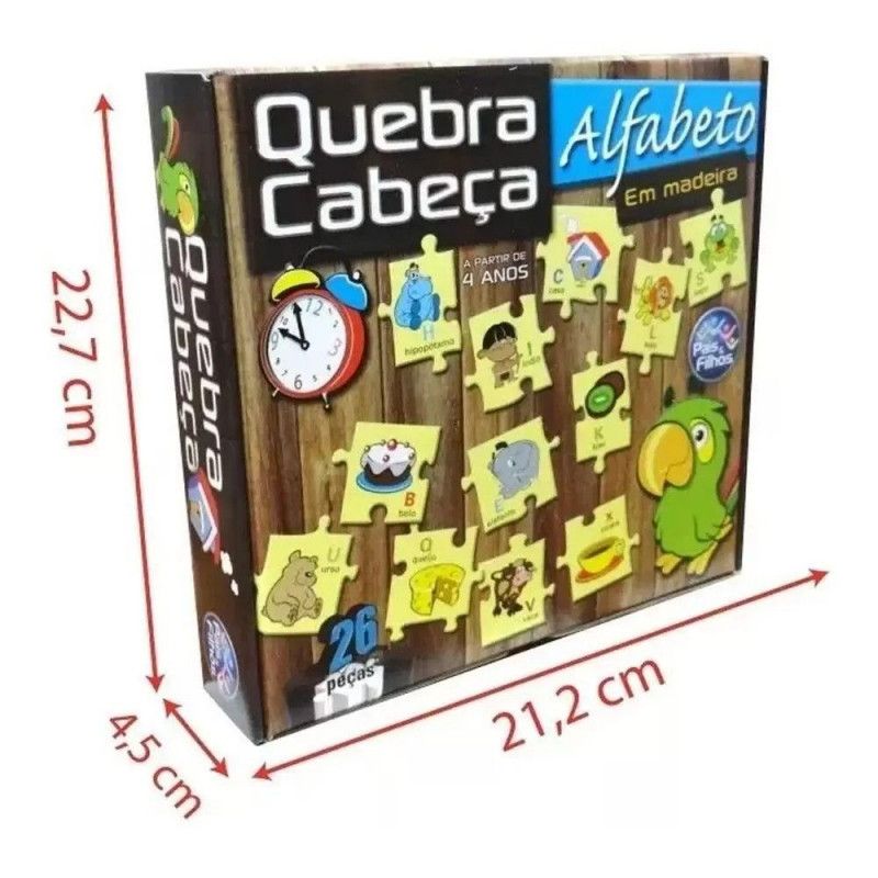 QUEBRA CABECA ALFABETO MADEIRA 26 PECAS - REF. 7322 - 1 UNIDADE