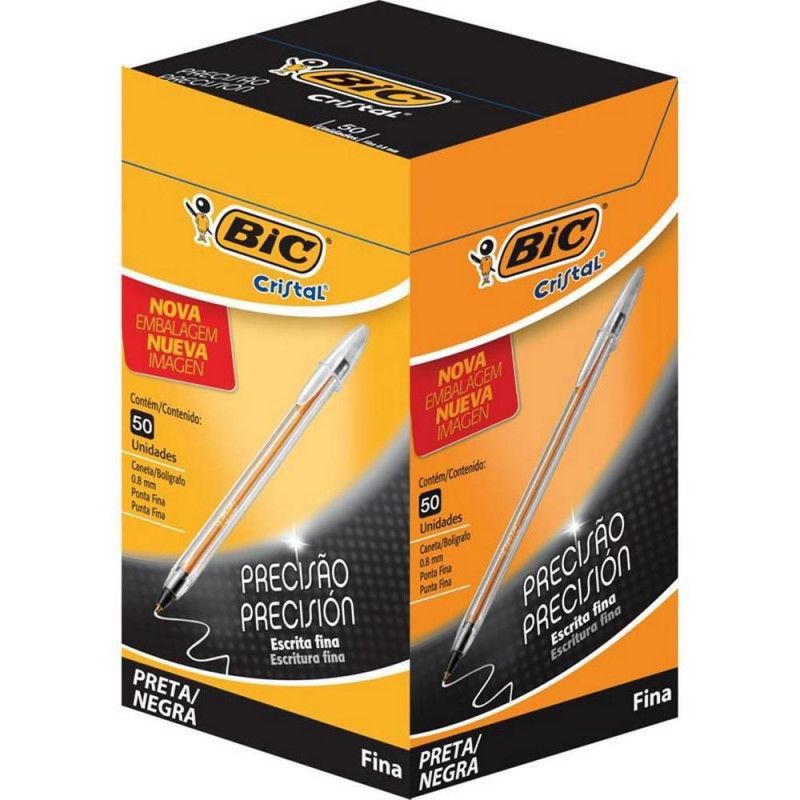 CANETA ESFEROGRAFICA 0.8 FINE PLUS PRETO BIC - REF. 6649 - CAIXA COM 50 UNIDADES