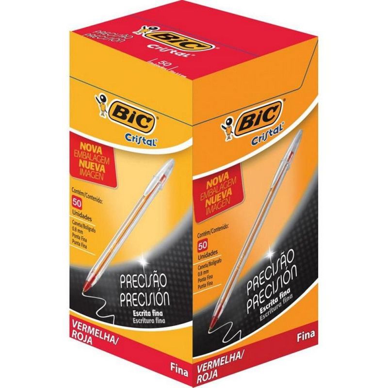 CANETA ESFEROGRAFICA 0.8 FINE PLUS VERMELHO BIC - REF. 6650 - CAIXA COM 50 UNIDADES