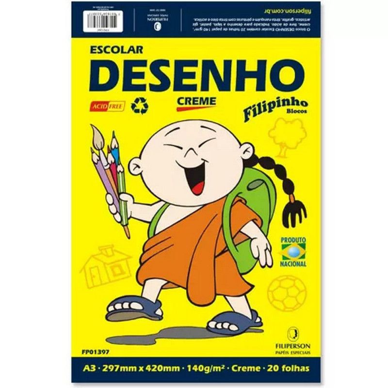 BLOCO DESENHO A3 140G 20 FOLHAS CREME FILIPERSON - REF. 1397 - PACOTE COM 5 UNIDADES