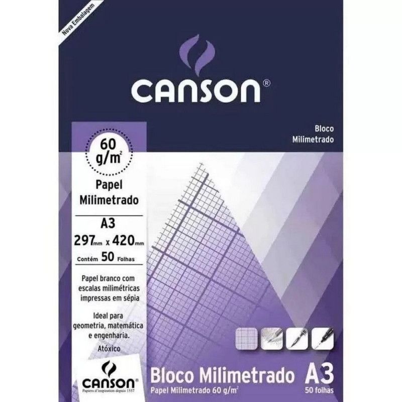 BLOCO MILIMETRADO A3 63G 50 FOLHAS CANSON - REF. 7084 - 1 UNIDADE