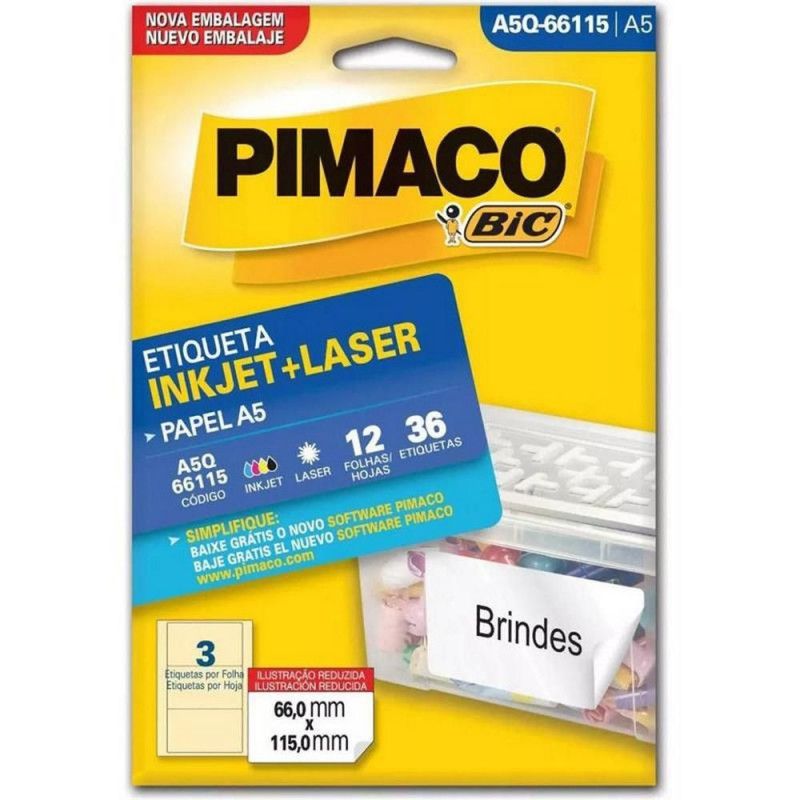 ETIQUETA A5Q-66115 12 FOLHAS  PIMACO - REF. A5Q-66115 - 1 UNIDADE