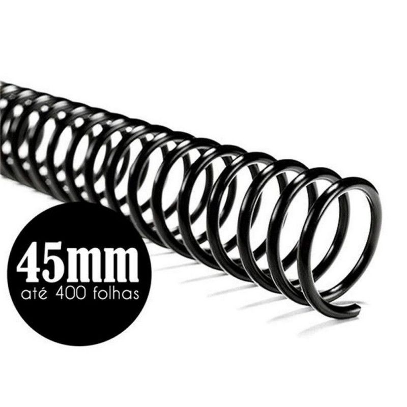 ESPIRAL 45 MM PRETO 400 FOLHAS - CAIXA COM 15 UNIDADES