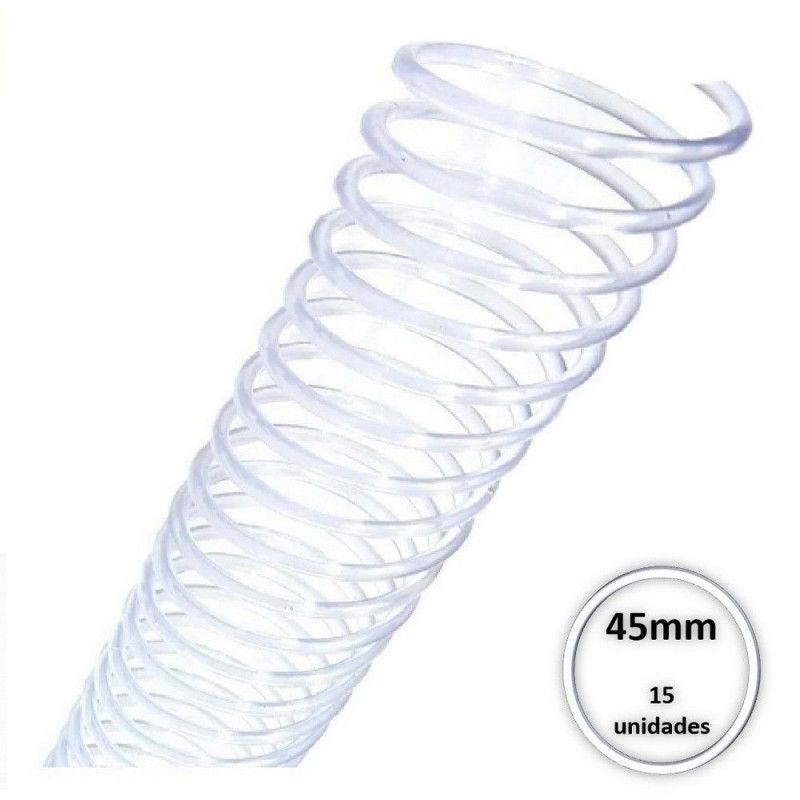 ESPIRAL 45 MM TRANSPARENTE 400 FOLHAS - CAIXA COM 15 UNIDADES