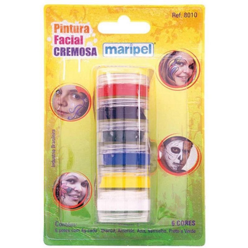 PINTURA FACIAL 4G 6 CORES CREMOSA MARIPEL - REF 8010 - 1 UNIDADE