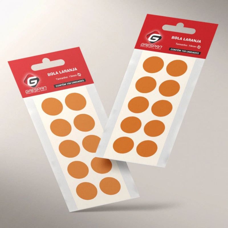 ETIQUETA 19MM BOLA LARANJA COM 150 GRESPAN - 1 UNIDADE