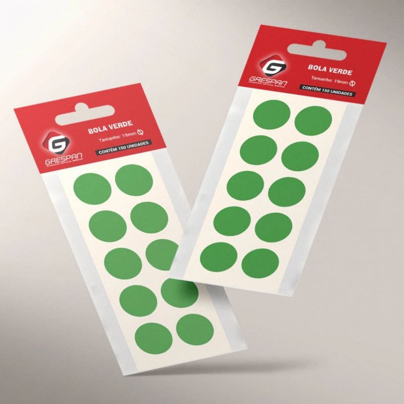 ETIQUETA 19MM BOLA VERDE COM 150 ETIQUETAS GRESPAN - 1 UNIDADE