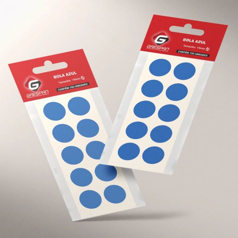 ETIQUETA 19MM BOLA AZUL COM 150 GRESPAN - 1 UNIDADE