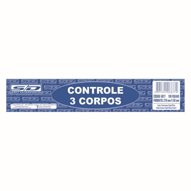 BLOCO CONTROLE 3 CORPOS SAO DOMINGOS - REF. 6877 - PACOTE COM 10 UNIDADES