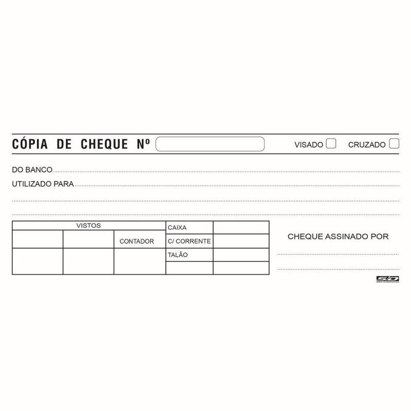 BLOCO COPIA CHEQUE SAO DOMINGOS - REF. 6313 - PACOTE COM 10 UNIDADES