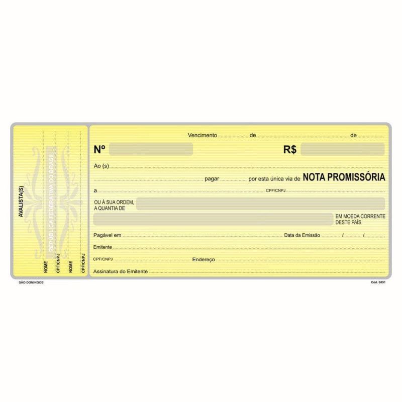 BLOCO NOTA PROMISSORIA MINI 50 FOLHAS SAO DOMINGOS - REF. 6092 - PACOTE COM 20 UNIDADES