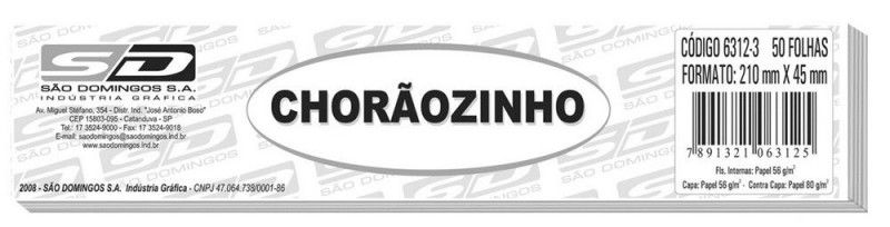 BLOCO CHORAOZINHO 50 FOLHAS SAO DOMINGOS - REF. 6312 - PACOTE COM 40 UNIDADES