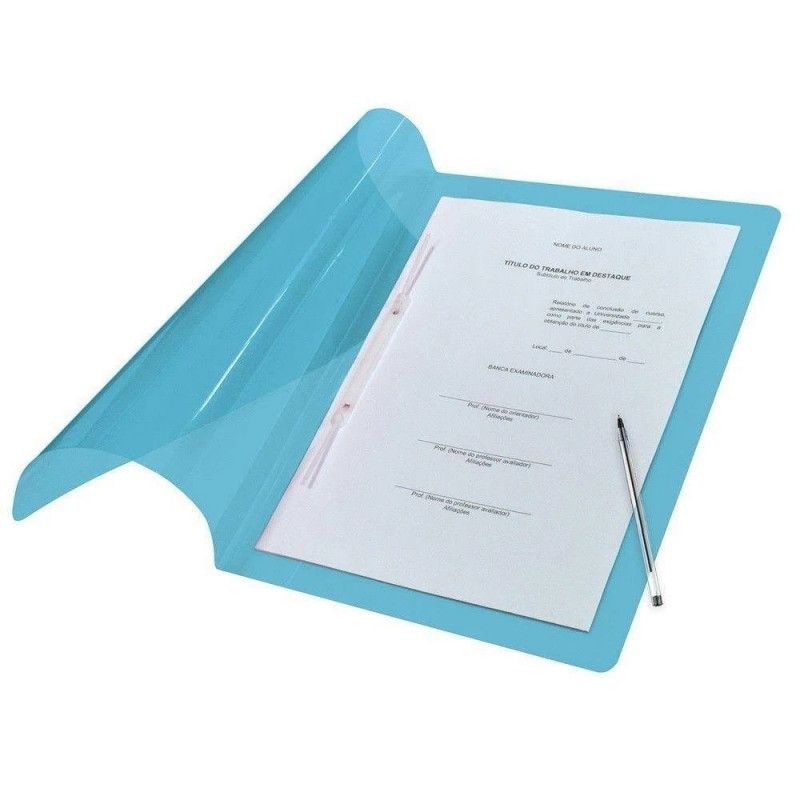 PASTA COM GRAMPO TRILHO PLASTICA AZUL DAC - REF. 606AZ - CAIXA COM 10 UNIDADES