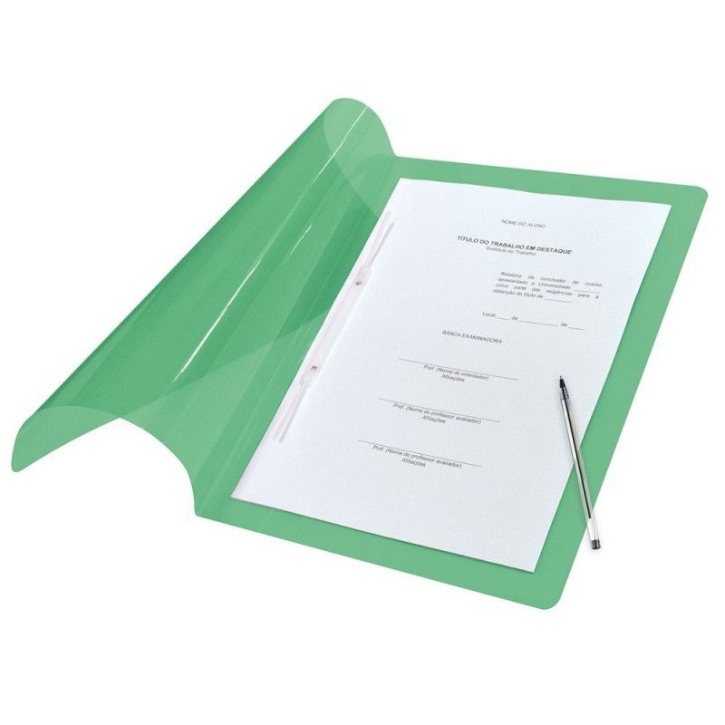 PASTA COM GRAMPO TRILHO PLASTICA VERDE DAC - REF. 606VD - CAIXA COM 10 UNIDADES