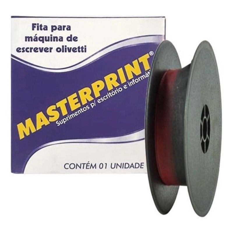 FITA PARA MAQUINA DE  ESCREVER OLIVETTI PRETO/VERMELHO MASTERPRINT - 1 UNIDADE