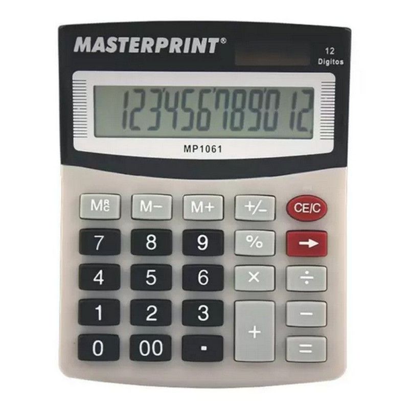 CALCULADORA 12 DIGITAL BATERIA MP 1061 12,5CM MASTERPRINT - REF. MP1061 - 1 UNIDADE