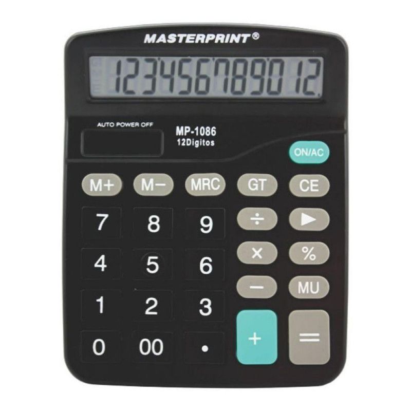 CALCULADORA 12 DIGITOS BATERIA 15CM MASTERPRINT - REF. MP1086 - 1 UNIDADE