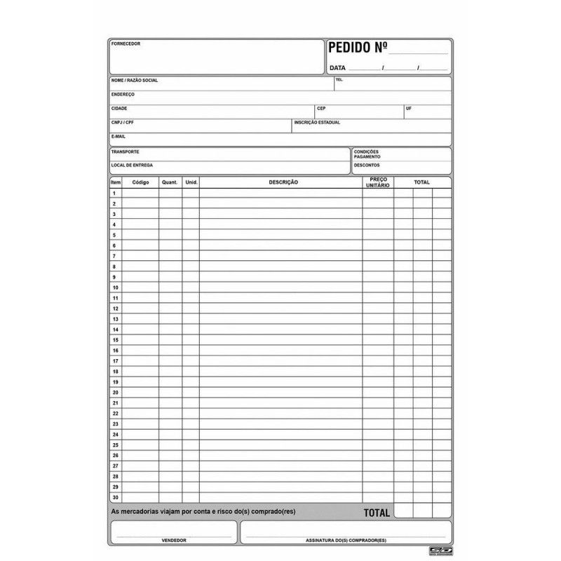 BLOCO PEDIDO 1 VIA 1/9  210X297 50 FOLHAS SAO DOMINGOS - REF. 6834 - PACOTE COM 10 UNIDADES
