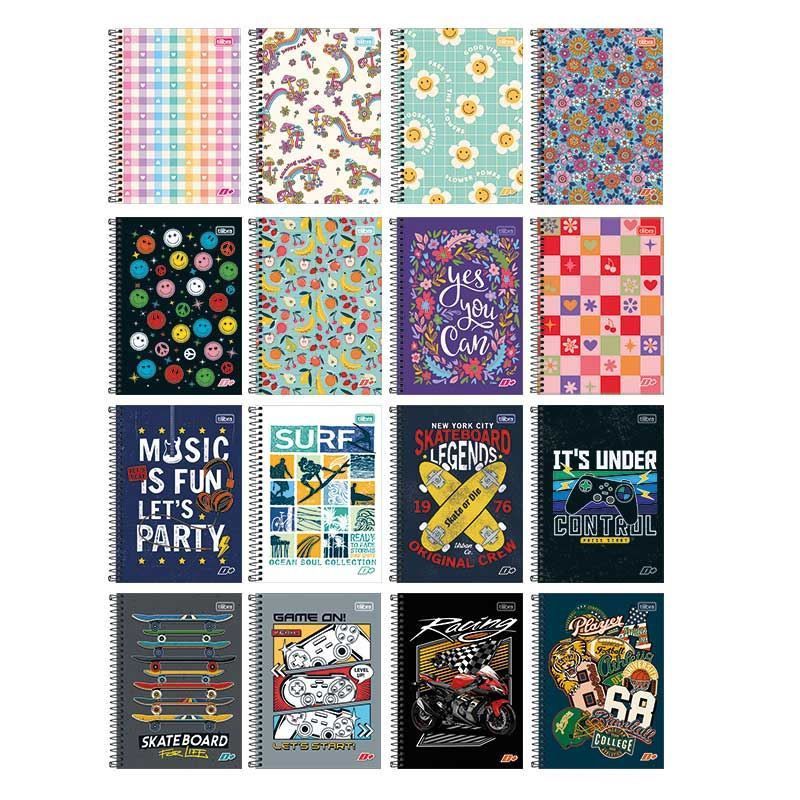 CADERNO ESPIRAL CAPA DURA 1/4 96 FOLHAS MAIS TILIBRA - REF. 14049 - PACOTE COM 4 UNIDADES