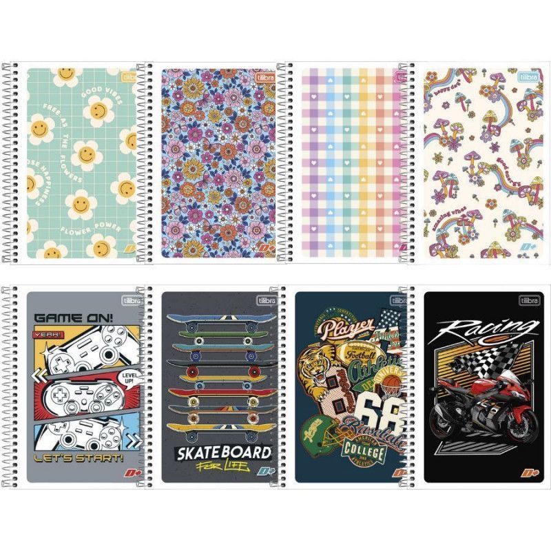 CADERNO ESPIRAL 1/4 96 FOLHAS D+ TILIBRA - REF. 11476 - PACOTE COM 10 UNIDADES