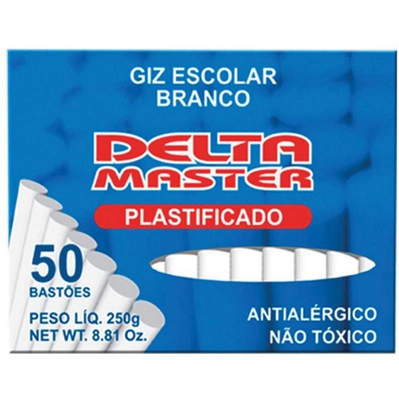 GIZ ESCOLAR BRANCO PLASTIFICADO COM 1500 UNIDADES  DELTA - CAIXA COM 30 PECAS DE 50 UNIDADES