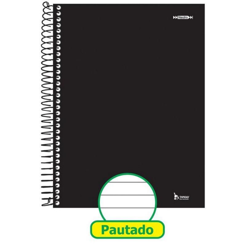 CADERNO ESPIRAL CAPA DURA 1/4 96 FOLHA NEUTRO TAMOIO - REF. 2412 - PACOTE COM 5 UNIDADES