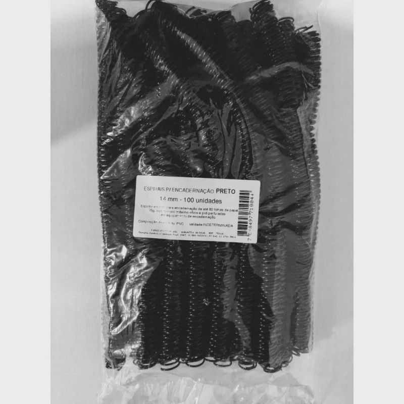 ESPIRAL 14 MM PRETO 85 FOLHAS - CAIXA COM 100 UNIDADES