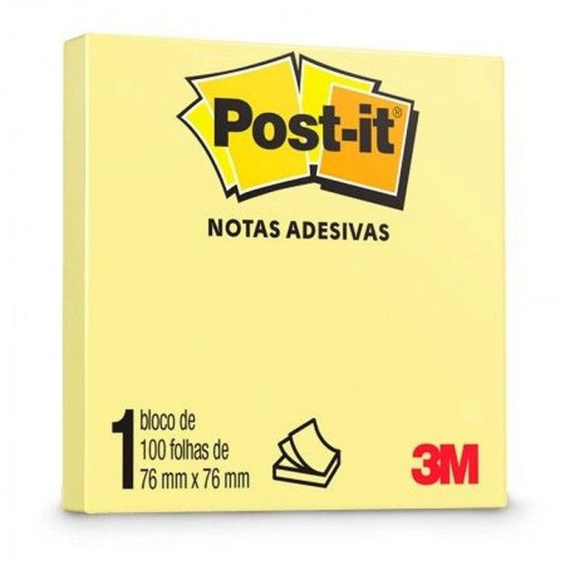 BLOCO ADESIVO ANOTACAO 76X 76MM 100 FOLHAS POST IT - 1 UNIDADE