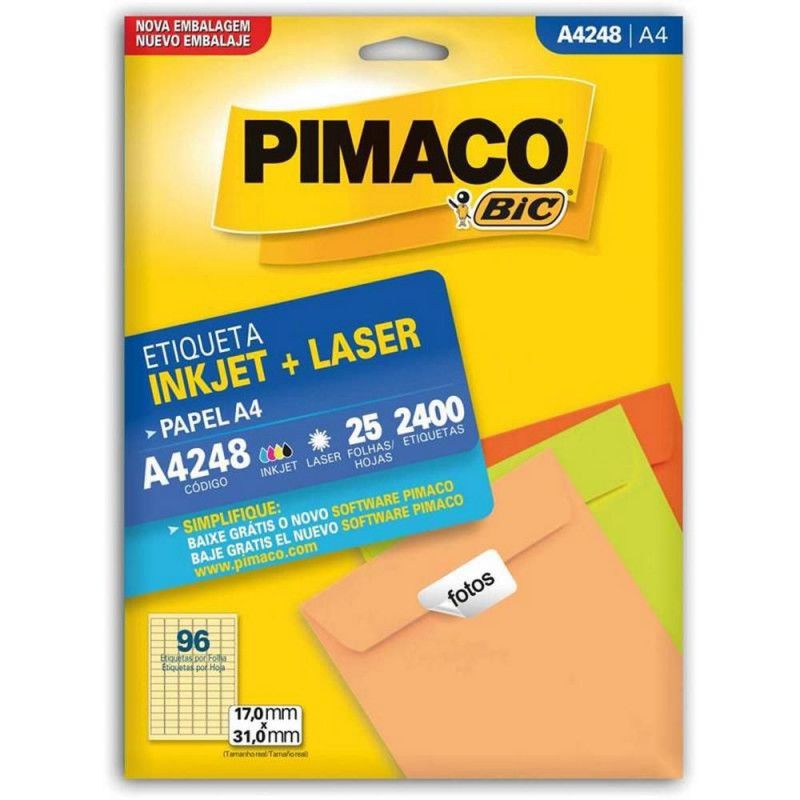 ETIQUETA LASER A4 248 25 FOLHAS PIMACO - REF. A4 248 - 1 UNIDADE