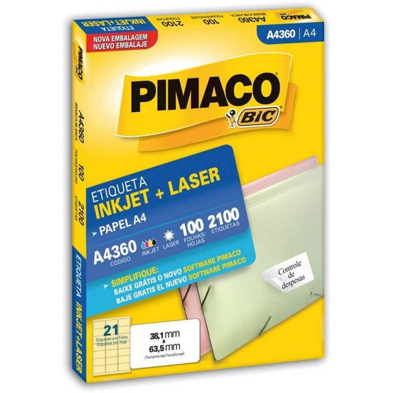 ETIQUETA LASER A4 360 100 FOLHAS PIMACO - REF. A4 360 - 1 UNIDADE