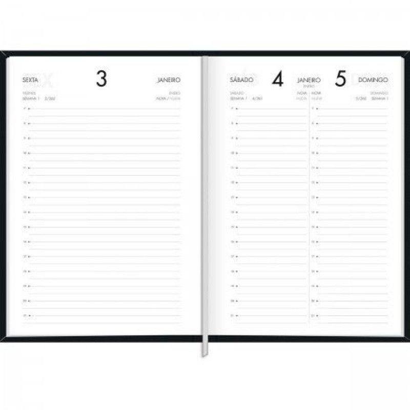 AGENDA COSTURADA NAPOLI PRETO M5 TILIBRA 2025 - REF. 130087 - PACOTE COM 4 UNIDADES
