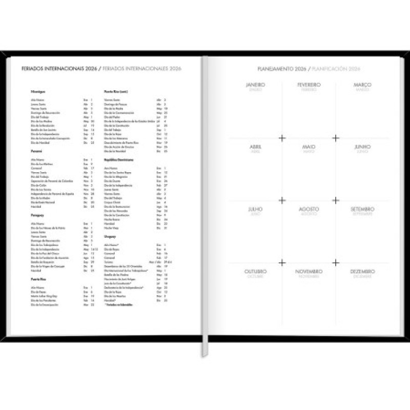 AGENDA COSTURADA NAPOLI PRETO M5 TILIBRA 2026 - REF. 130087 - PACOTE COM 4 UNIDADES