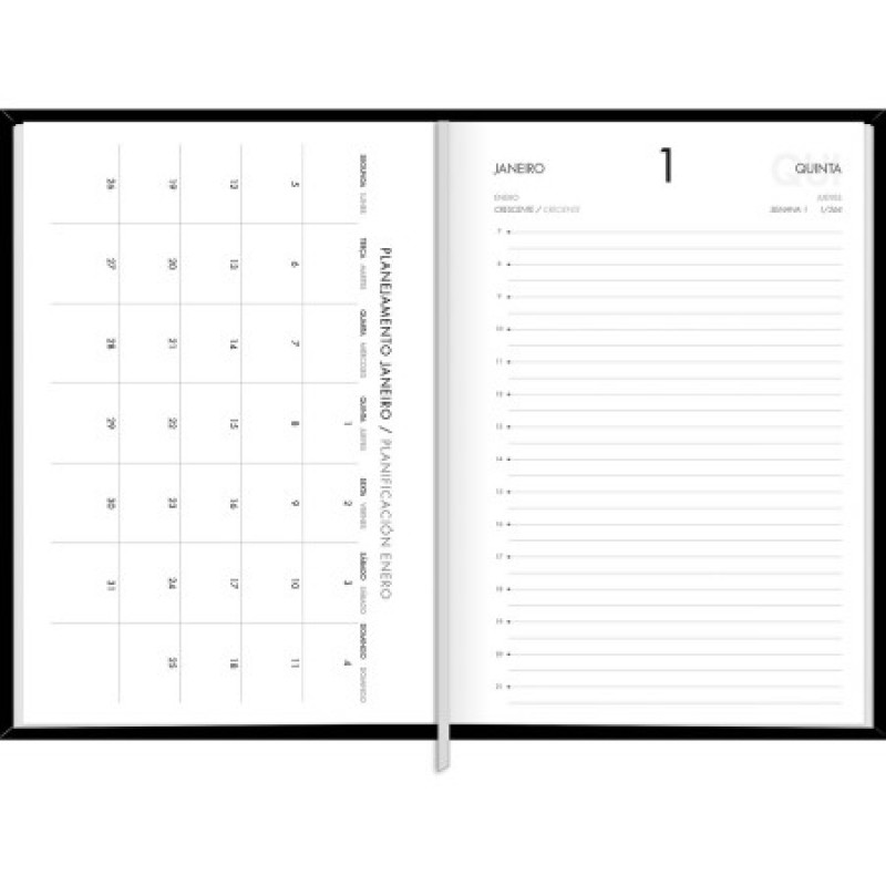AGENDA COSTURADA NAPOLI PRETO M5 TILIBRA 2026 - REF. 130087 - PACOTE COM 4 UNIDADES