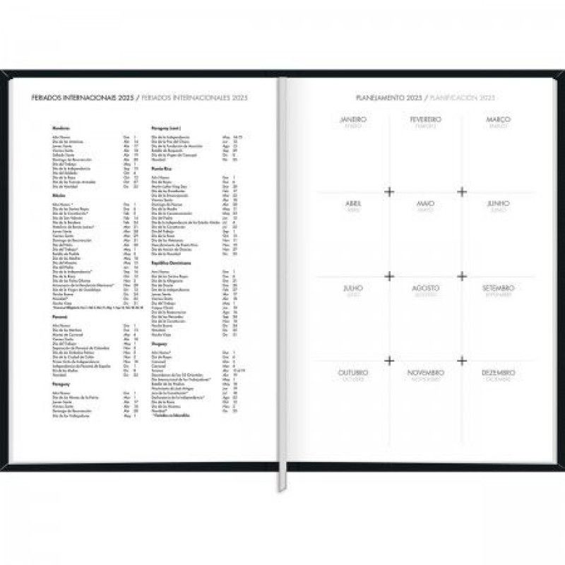 AGENDA COSTURADA NAPOLI PRETO M5 TILIBRA 2025 - REF. 130087 - PACOTE COM 4 UNIDADES