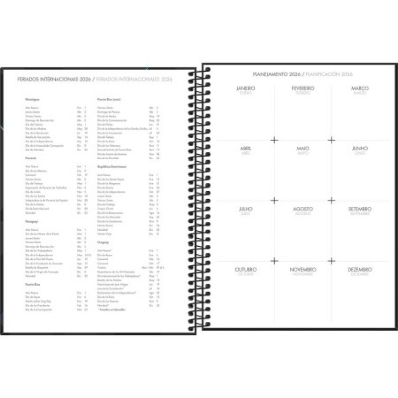 AGENDA ESPIRAL SPOT M9 TILIBRA 2026 - REF. 126179 - PACOTE COM 4 UNIDADES SORTIDAS