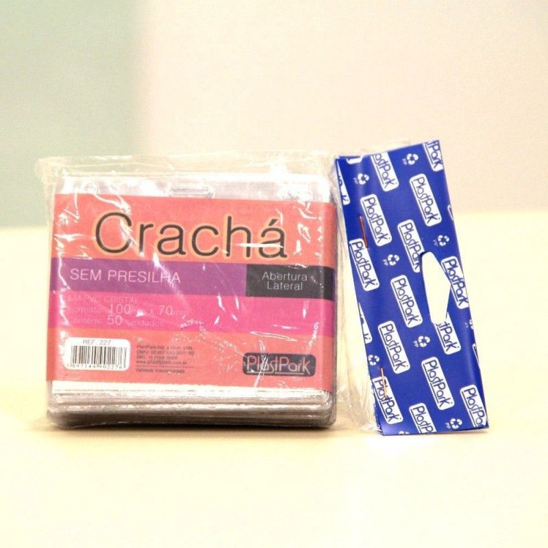 CRACHA SEM PRESILHA COM 50 100X70MM PLASTPARK - REF. 227 - CAIXA COM 50 UNIDADES