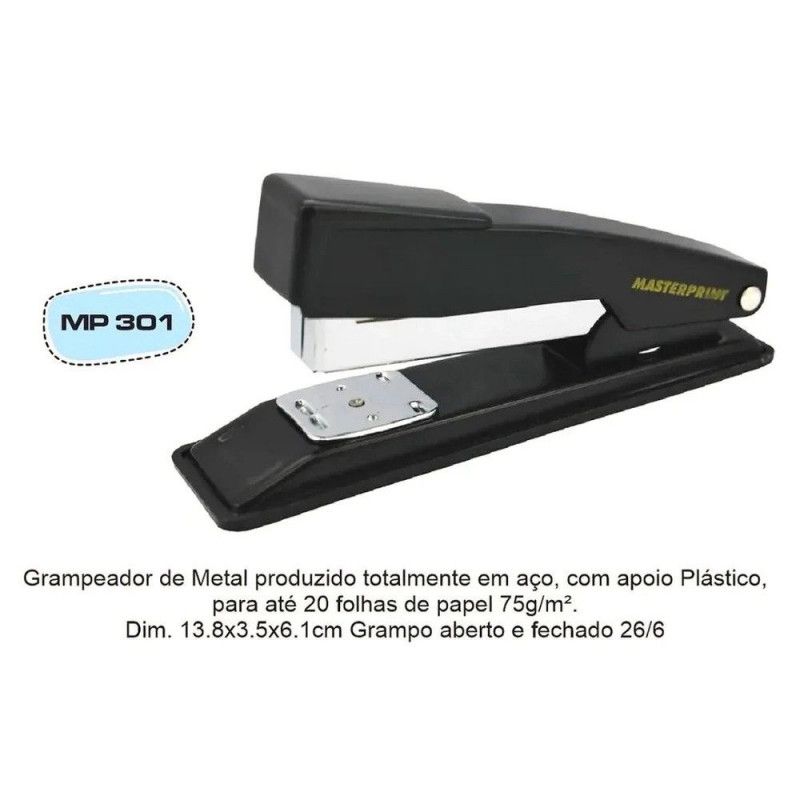 GRAMPEADOR METAL 20 FOLHAS 13,5CM MP301 - REF. MP301 - 1 UNIDADE