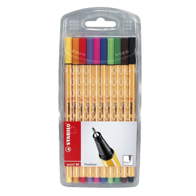 KIT CANETA POINT 88 0.4 STABILO COM 10 CORES SORTIDAS - REF. 88/10 - 1 UNIDADE
