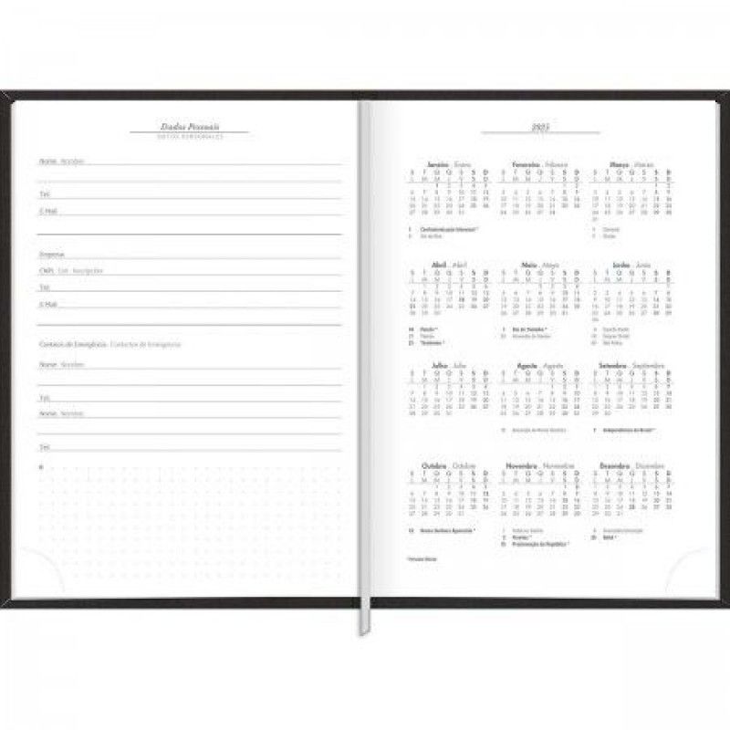 AGENDA COSTURADA PRATIKA PRETO M6 TILIBRA 2025 - REF. 126144 - PACOTE COM 5 UNIDADES
