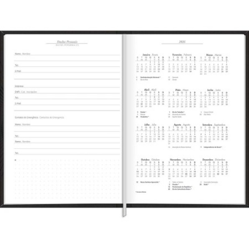 AGENDA COSTURADA PRATIKA PRETO M6 TILIBRA 2026 - REF. 126144 - PACOTE COM 5 UNIDADES