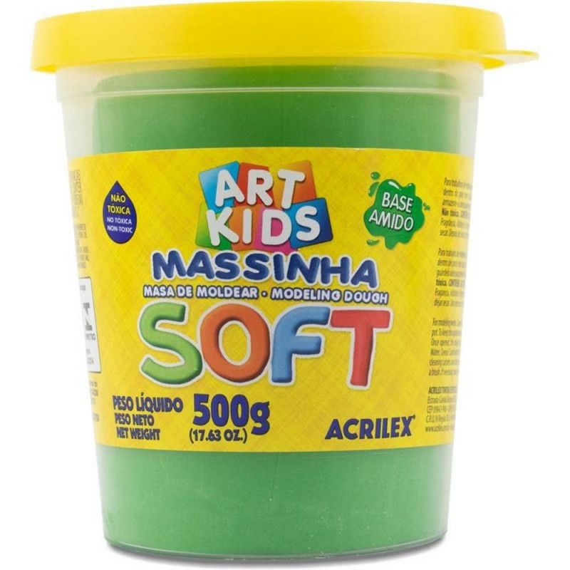 MASSA MODELAR SOFT 500G VERDE ACRILEX - REF. 101 - 1 UNIDADE